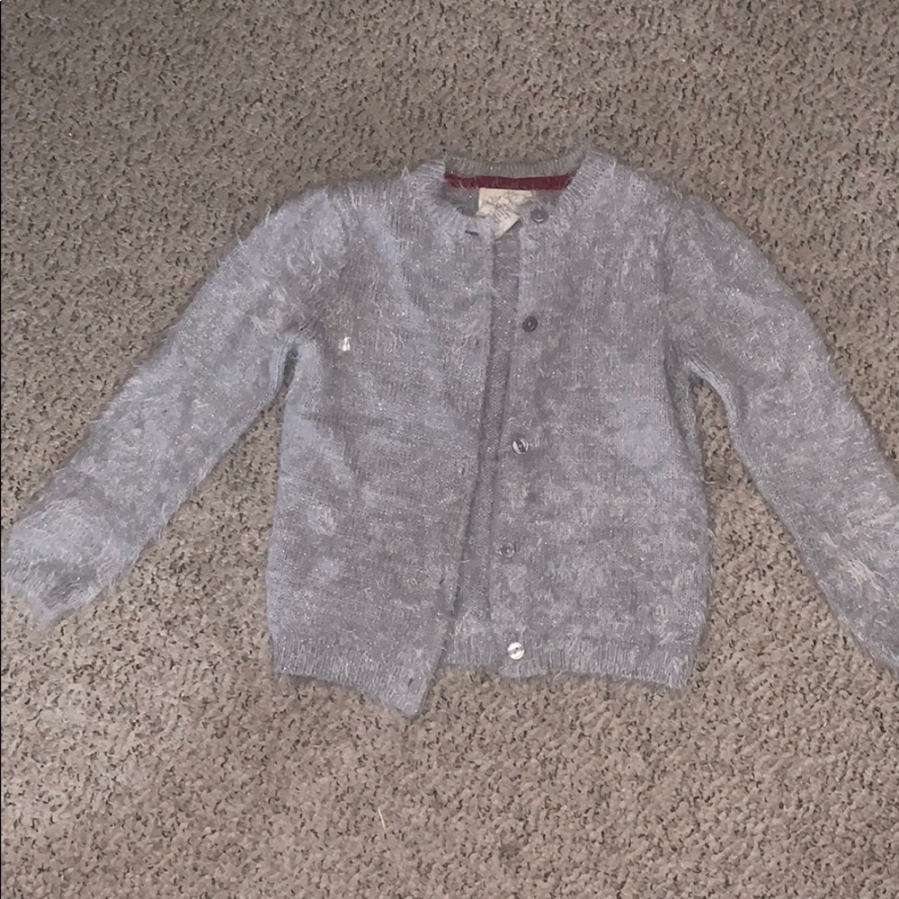 grey fluffy little girls sweater
